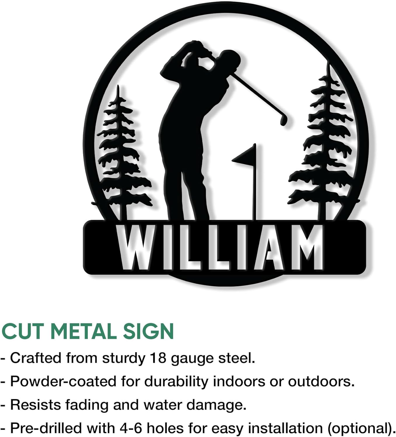 Personalized Golf Metal Sign – Custom Golfer Name Wall, Fence, Yard, Porch, Patio, Home, Office, or Man Cave Decor, Gift for Dad, Husband, Boyfriend, Son, or Golf Lover on Birthday or Holiday