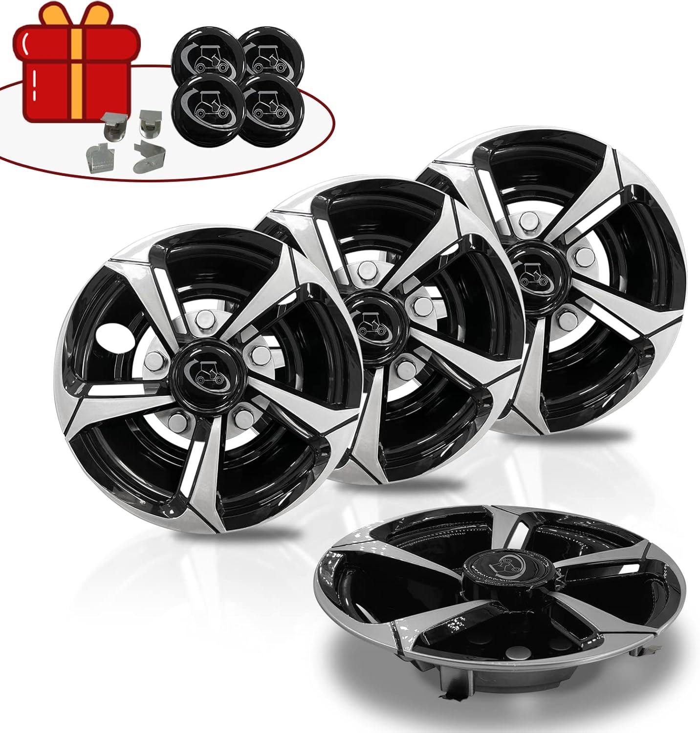 Golf Cart Wheel Covers Hub Caps for EZGO, Club Car, Yamaha Most Golf Carts- 8 Inch Set of 4, Golf Cart Hub Cap
