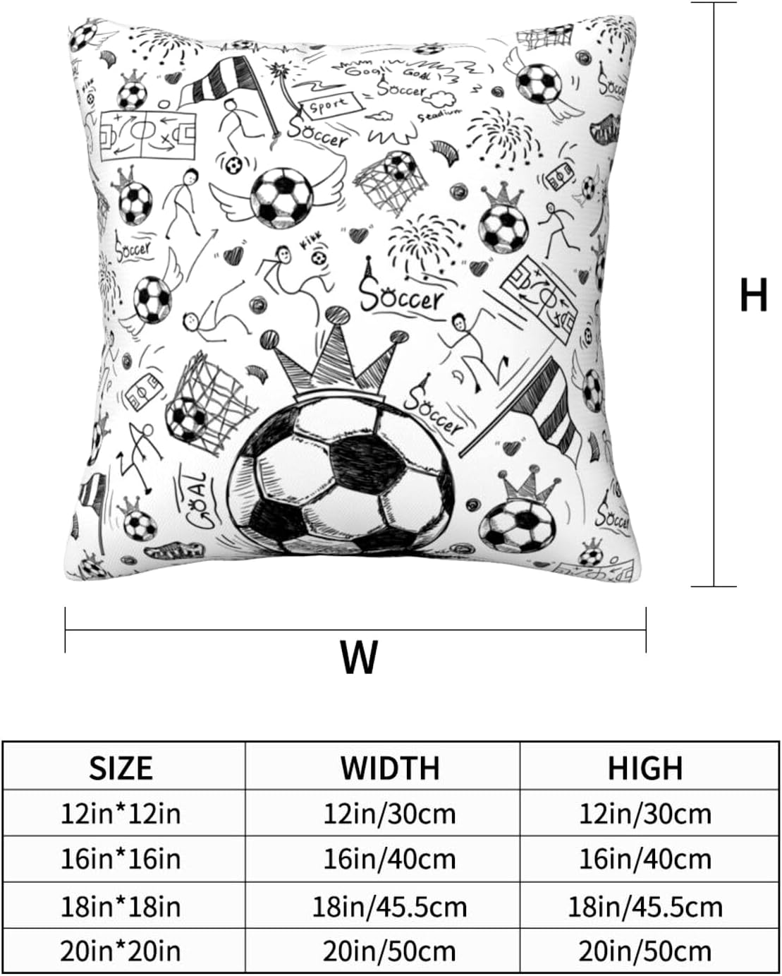 Soccer Ball Throw Pillow Covers 18x18 Inch Football Sports Decor Theme Pillowcase Gifts for Boys Men Kids Teen Home Sofa Bed Decorative Pillow Case Soccer Bedroom Decor(Cover Only)