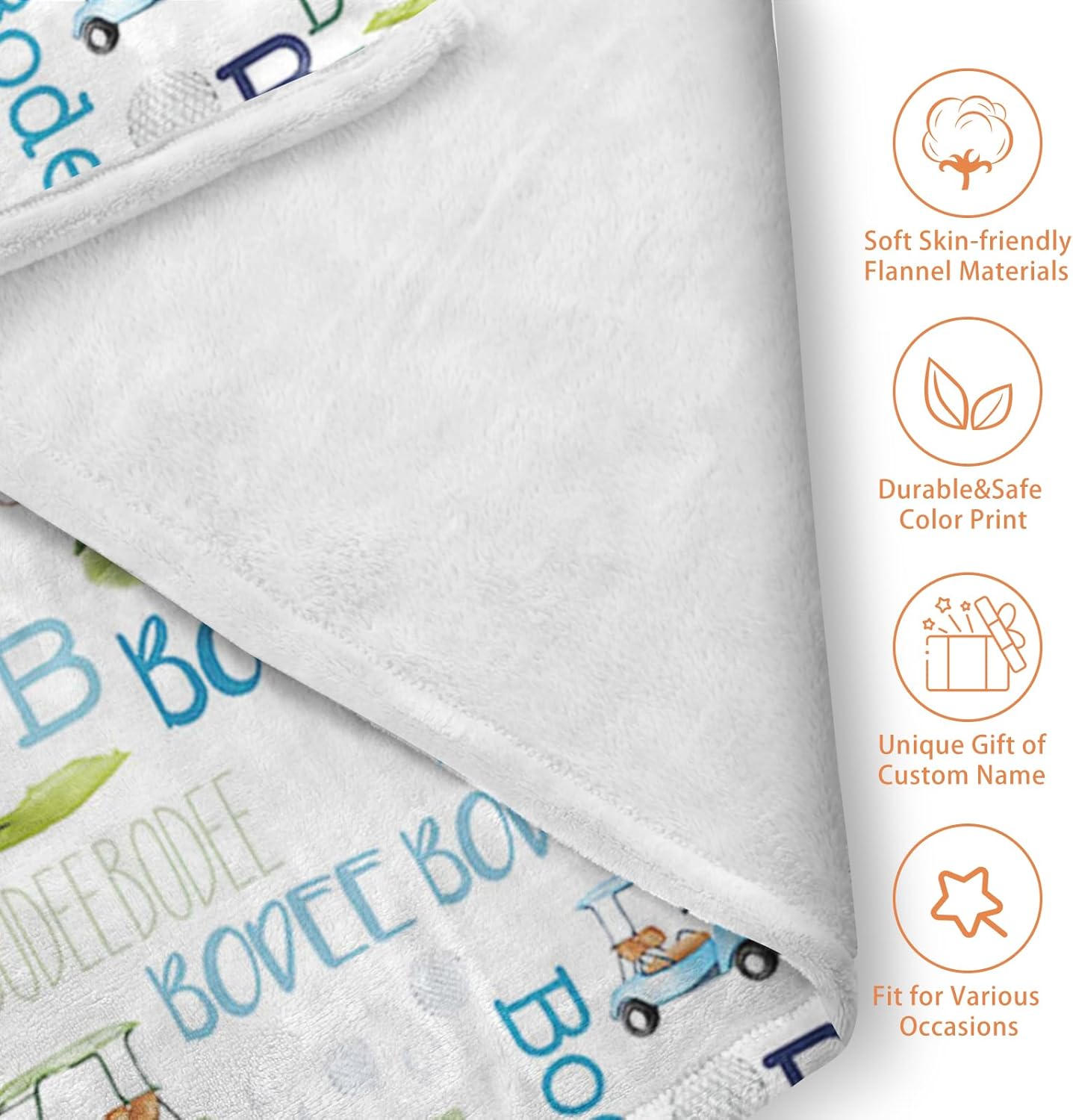 Custom Name Golf Blanket - Personalized Names Soft Plush Flannel Throw Blankets for Baby Kids Teen Boys Girls Holidays Birthdays Gifts Color20