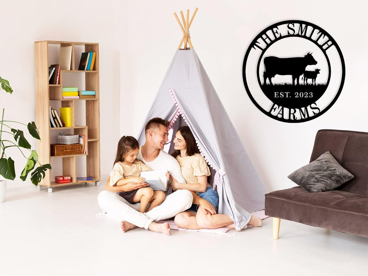 Personalized Cow Calf Metal Sign, Personalized Family Monogram Name Sign, Custom Cow Calf Farm Sign