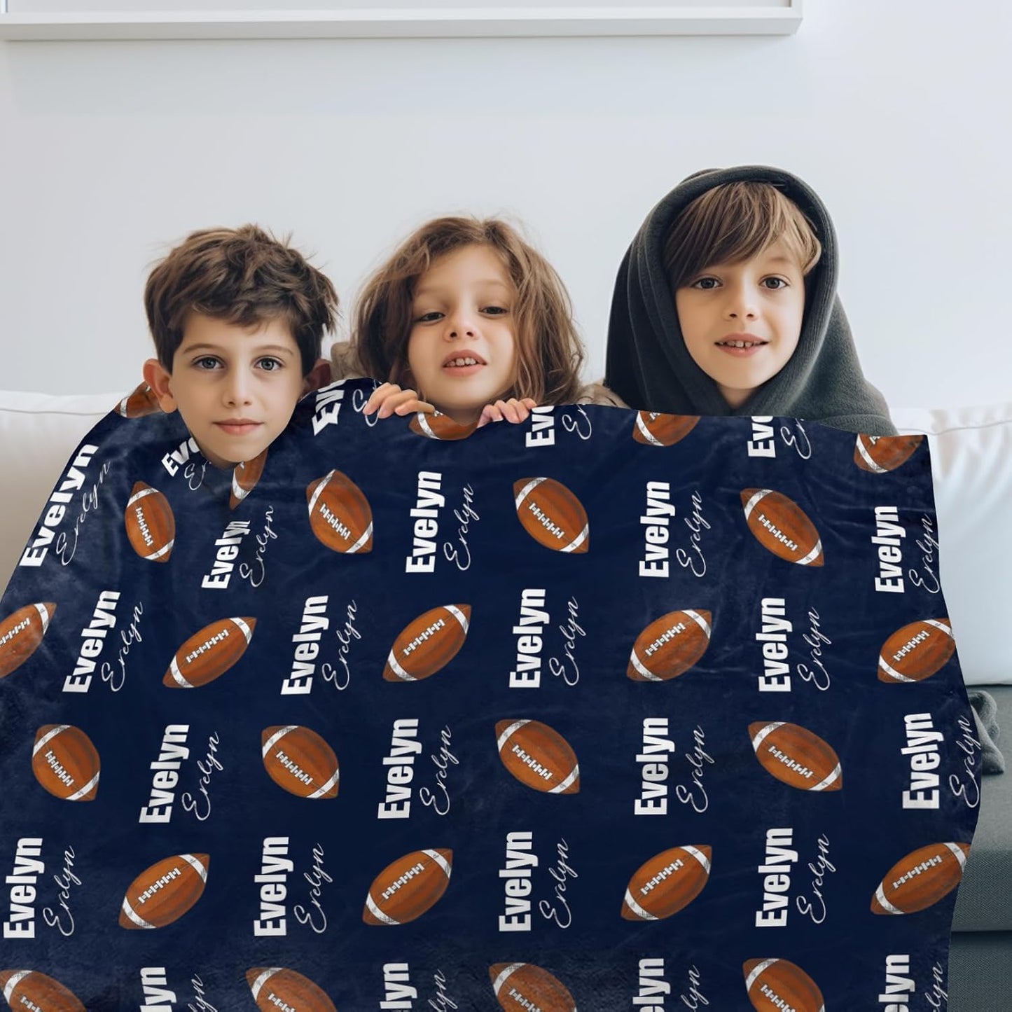 Custom Name Football Blanket - Personalized Names Soft Plush Flannel Throw Blankets for Baby Kids Teen Boys Girls Holidays Birthdays Gifts Color15
