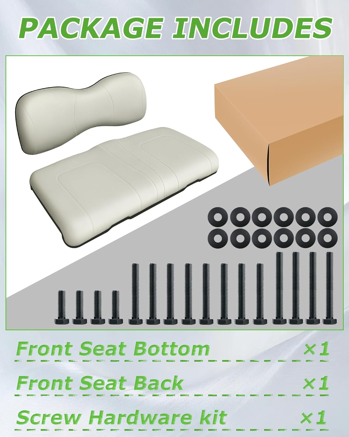 Golf Cart Front Seat Replacement Cushion Assembly Kit for Yamaha G29/Drive 2007-2016 Models,Front Seat Bottom and Front Seat Back Cushion Assembly