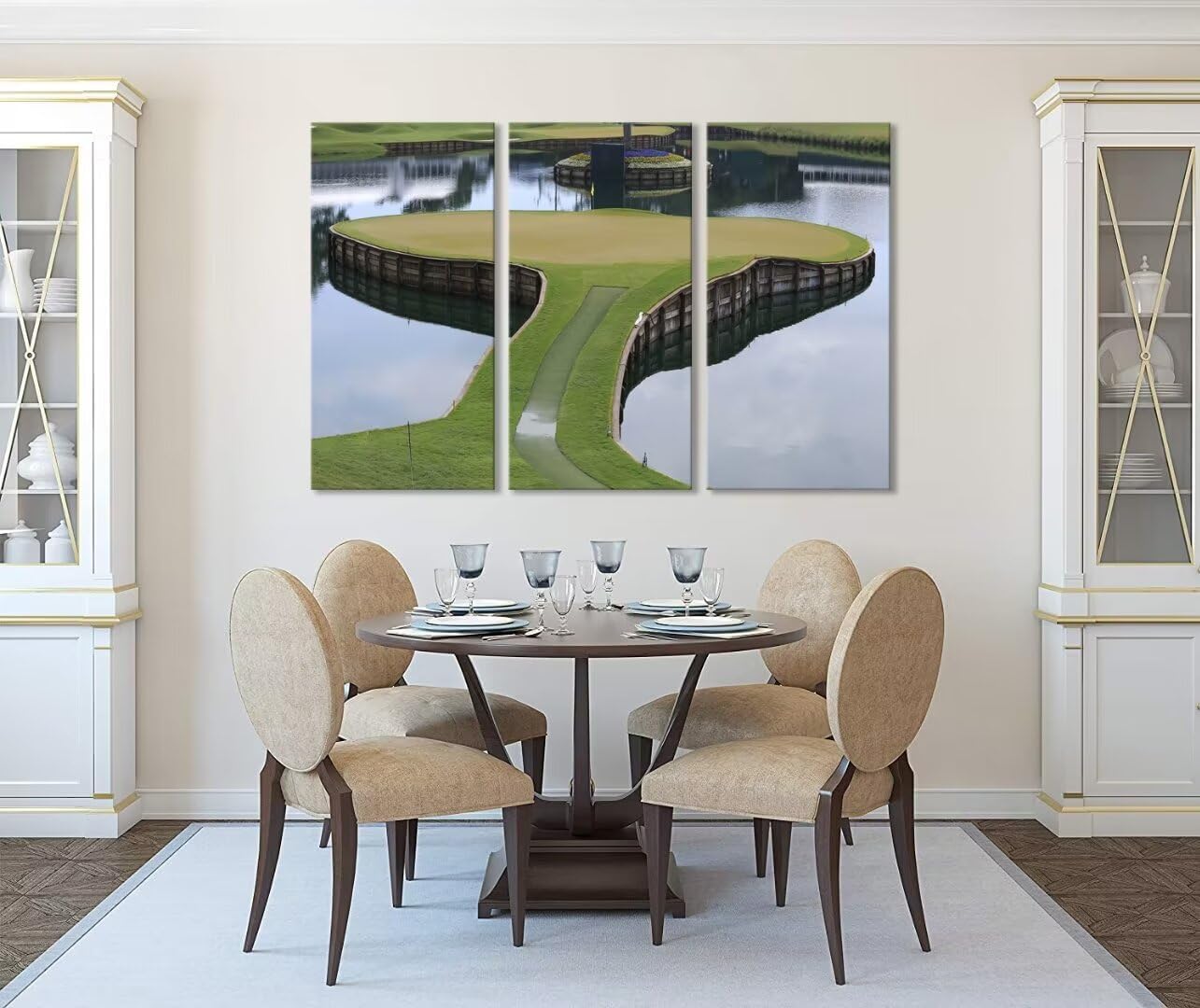 TPC Sawgrass Golf Course Wall Art for Living Room Bedroom Bathroom Home Decorations Golf Art Golf Course Pictures Posters Framed Artwork Canvas Prints Ready to Hang(12''W x 24''H x3)