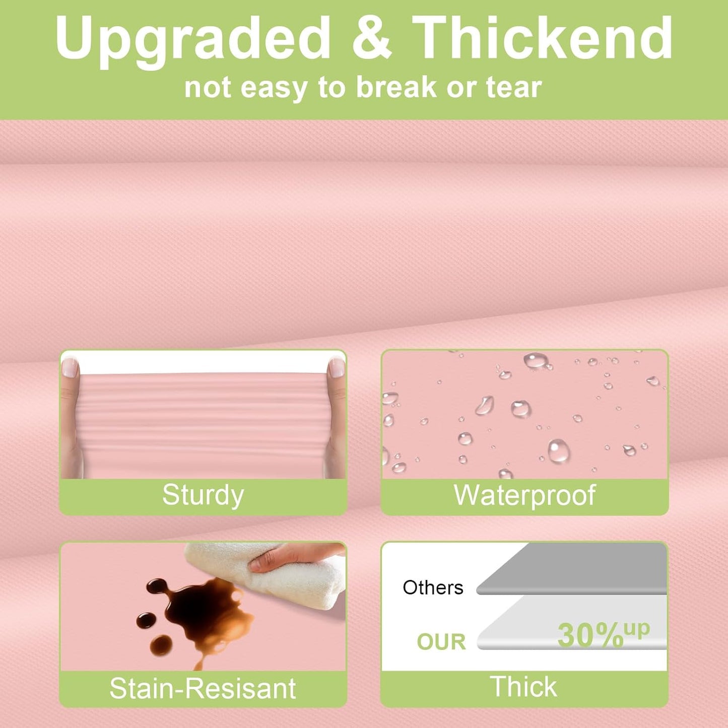 QIKSION Plastic Table Cloth Disposable 12 Pack, 54 x 108 Inch Tablecloths for Rectangle Tables, Blush Pink Plastic Table Cover