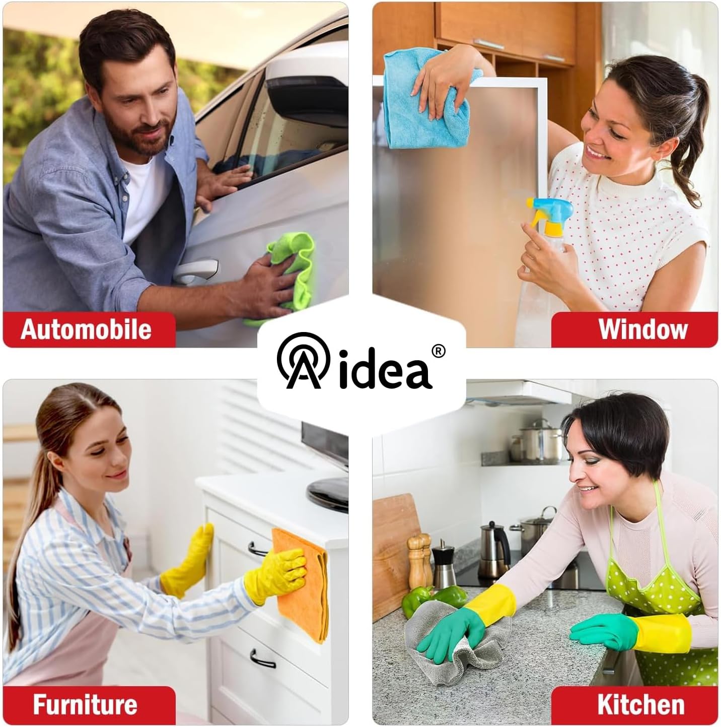 AIDEA Microfiber Cleaning Cloth 24 Pack, Microfiber Towels for Cars, Soft & Absorbent Cleaning Rags, Premium Lint Free Shop Towels for House, Kitchen, Car, 12inx16in