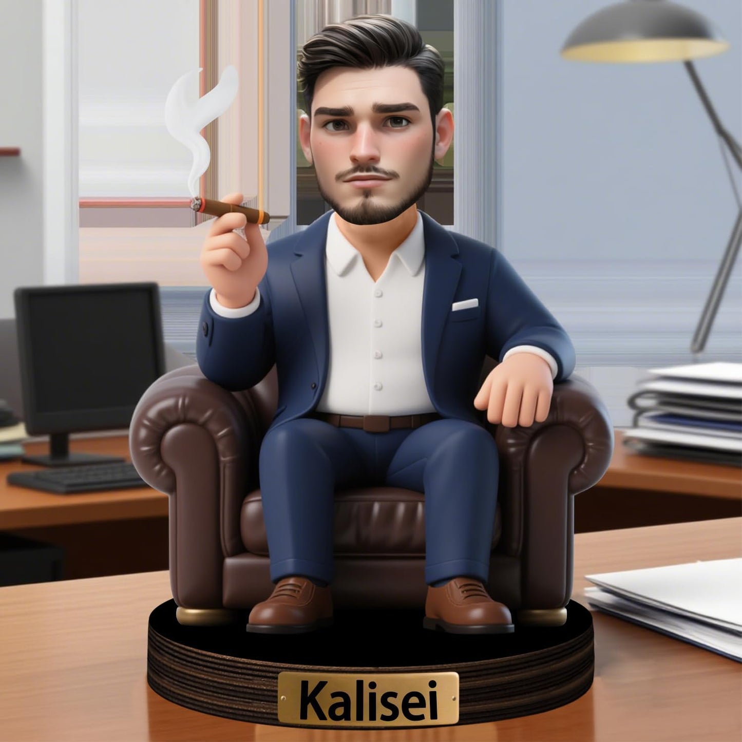 Personalized Cartoon Face Photo Pilot Desktop Ornament Custom Name Funny Acrylic Office Desk Decor Gift For Family Friend Lover Birthday Xmas Anniversary (style 5)