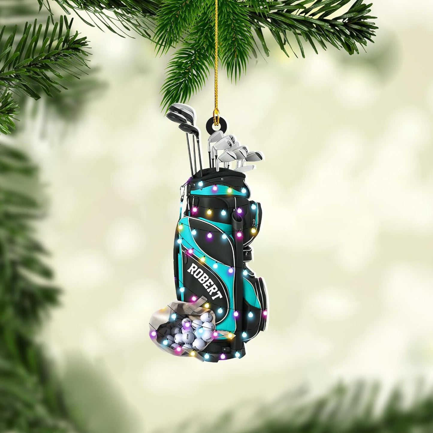 Personalized Golf Ornaments for Christmas Tree 2025 Custom Golf Christmas Ornament Golfing Bag Ornament Sports Golf Cart Ornaments Gift for Golfer Bag Golfing Lovers Hanging Decoration (G8)