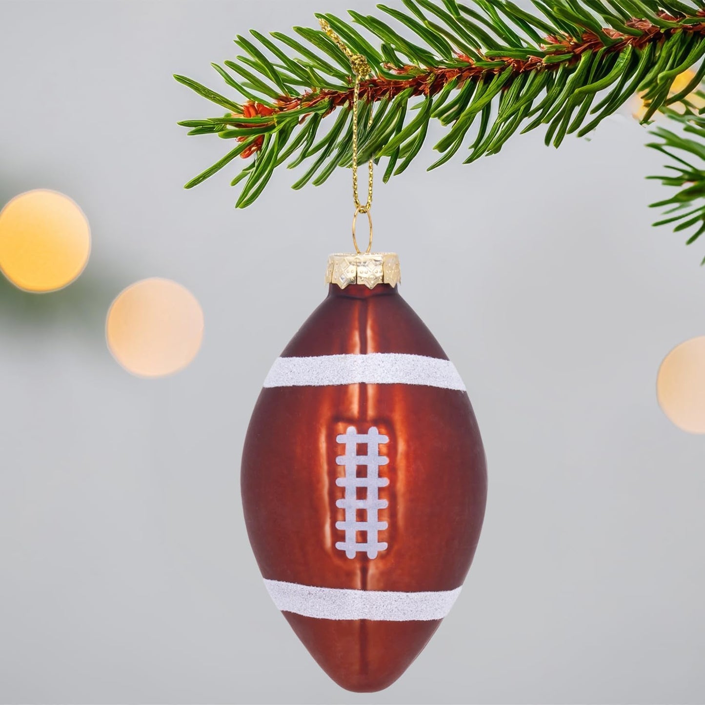 Christmas Football Glass Blown Ornament, 2025 Hand-Painted Sports Ball Decoration for Xmas Tree Holiday Decor Gifts