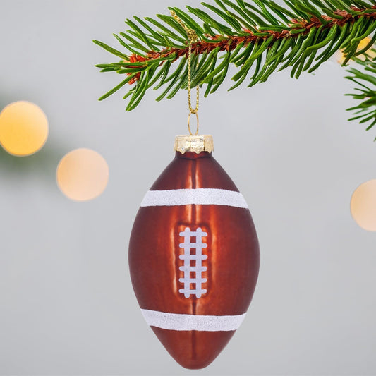 Christmas Football Glass Blown Ornament, 2025 Hand-Painted Sports Ball Decoration for Xmas Tree Holiday Decor Gifts
