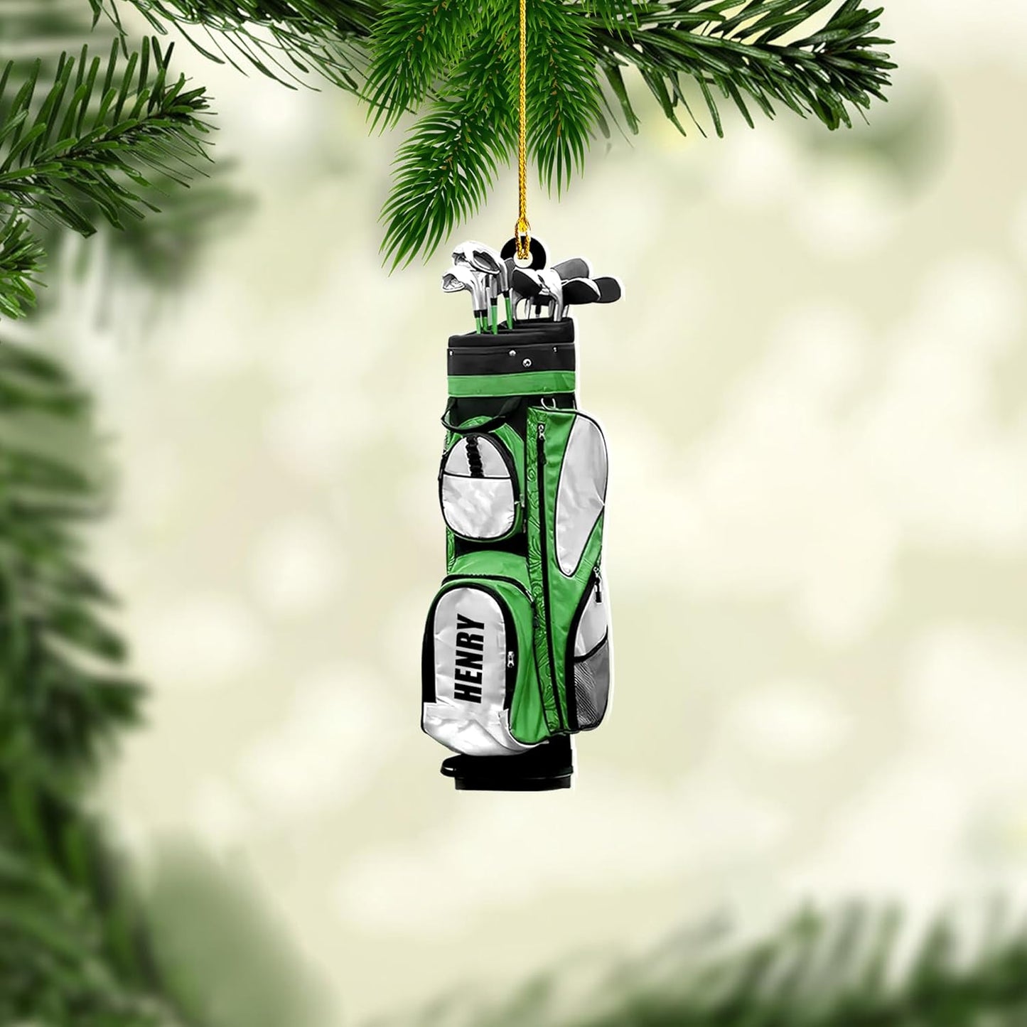 Personalized Golf Ornaments for Christmas Tree 2025 Custom Golf Christmas Ornament Golfing Bag Ornament Sports Golf Cart Ornaments Gift for Golfer Bag Golfing Lovers Hanging Decoration (G3)