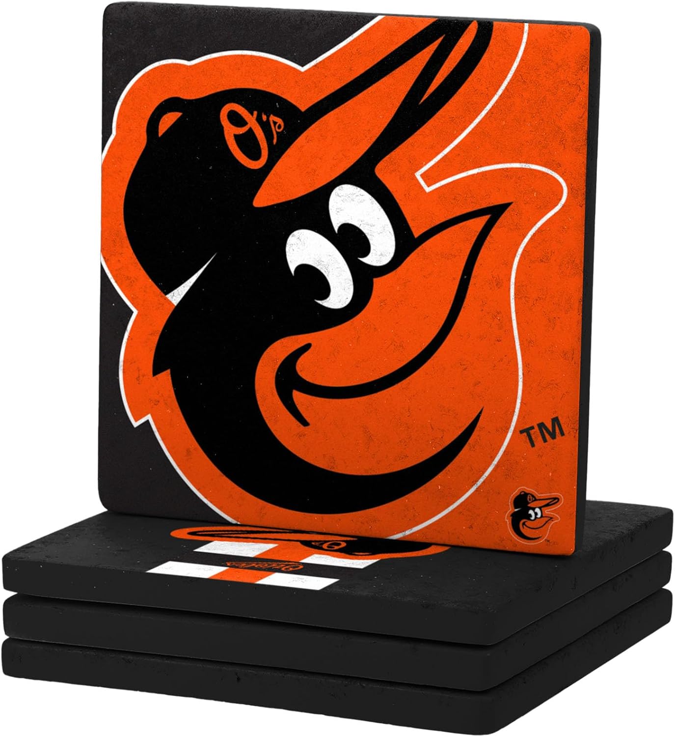 FOCO MLB Official 4-Pack Beverage Drink Stone Ceramic Coaster Set (Baltimore Orioles)