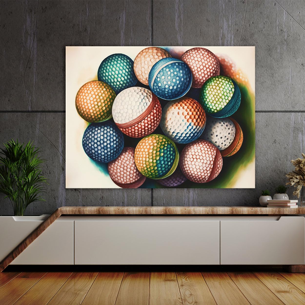 Sense Canvas Golf Ball Watercolor 29 Canvas Art - Home Decor Wall Art Print Poster Painting X-Large 48x36 / 1.5"