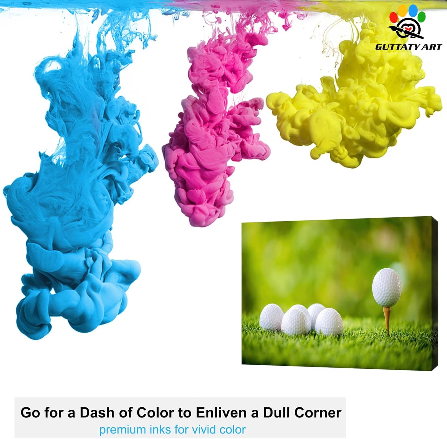 Canvas Wall Art, Golf Wall Art Painting Prints for Living Room Wall Decor, Golf Balls Close Up Detail Poster Picture for Bedroom Decor, Framed Artwork for Office Home Decoration 12x18 Inches