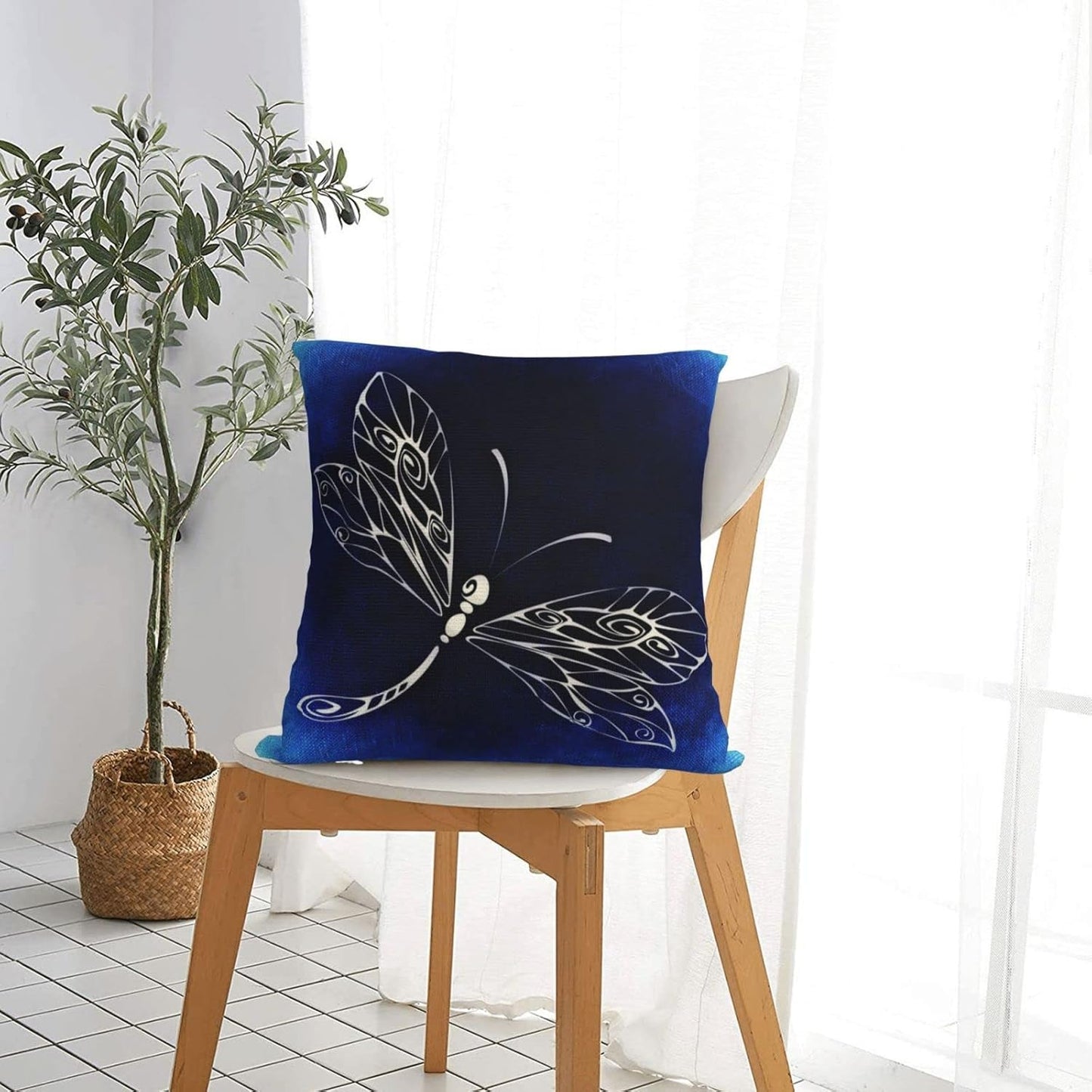 Dragonfly Blue Throw Pillow Covers 18x18 Inch Farmhouse Home Room Decor for Bedroom Living Room Sofa Car Cushion Pillow Case (CBGHH6534)