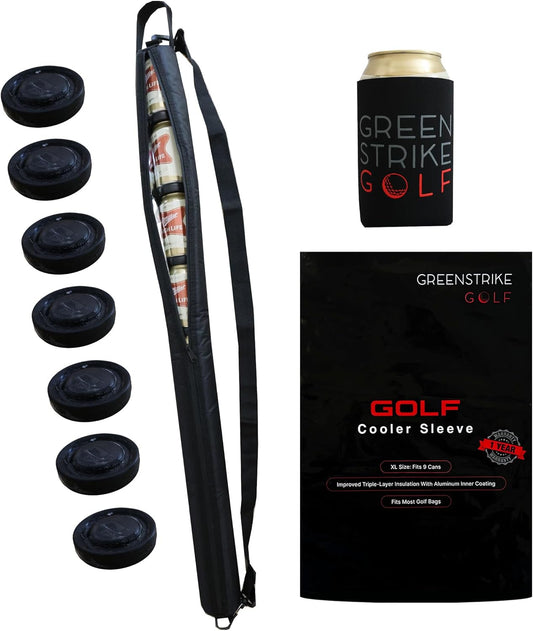 9 Can Insulated Golf Beer Sleeve with 7 Ice Pack Coolers - 8mm Thick Insulation Keeps Drinks Cold and Leak Proof Zipper – Customer-Favorite Golfing Gifts & Golf Bag Accessories