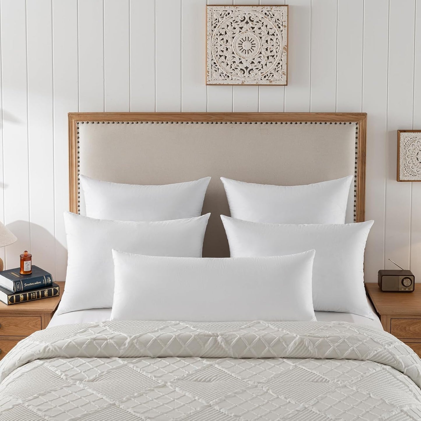 Goose Feathers and Down Pillows, Cotton Cover, Bed Sleeping Hotel Collection Pillows,Set of 2, Queen Size 20x28