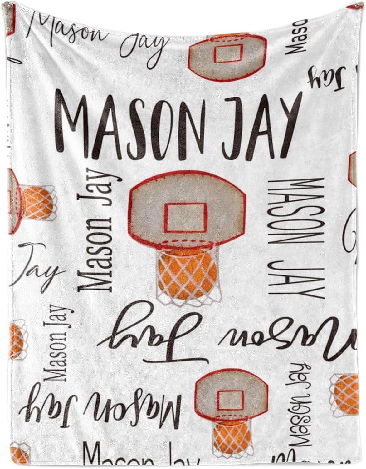 Custom Name Basketball Blanket - Personalized Names Soft Plush Flannel Throw Blankets for Baby Kids Teen Boys Girls Holidays Birthdays Gifts Color08