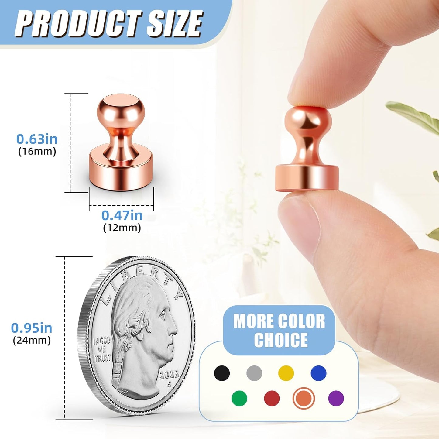 FINDMAG 30 Pack Fridge Magnet, Refrigerator Magnet, Strong Neodynium Magnets for Hanging, Small Magnets for Whiteboard, School (Rose Gold)