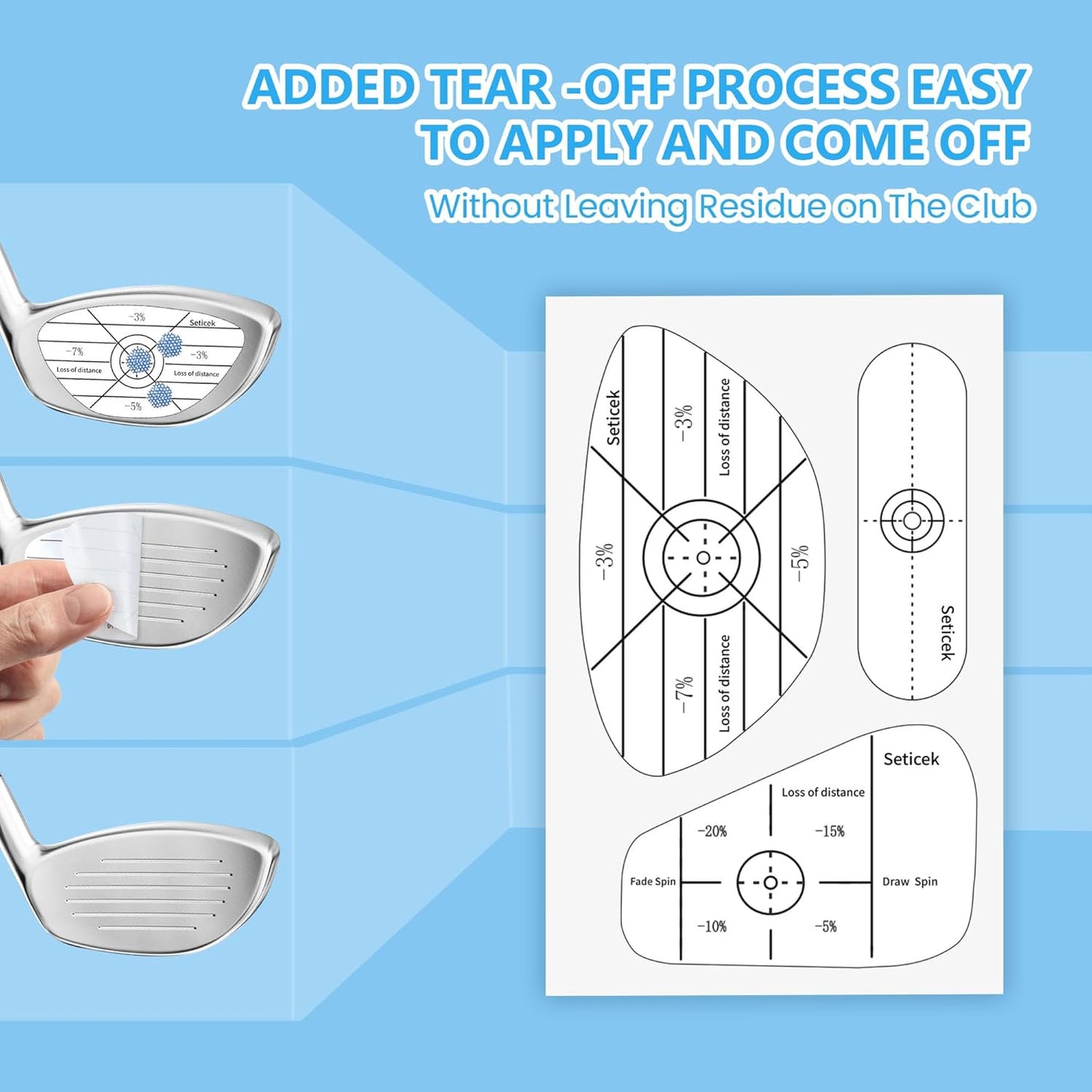 Golf Impact Tape Labels ｜Self-Teaching Sweet Spot and Consistency Analysis ｜ Improve Golf Swing Accuracy and Distance ｜Choose Between 150 Pc and 300 Pc