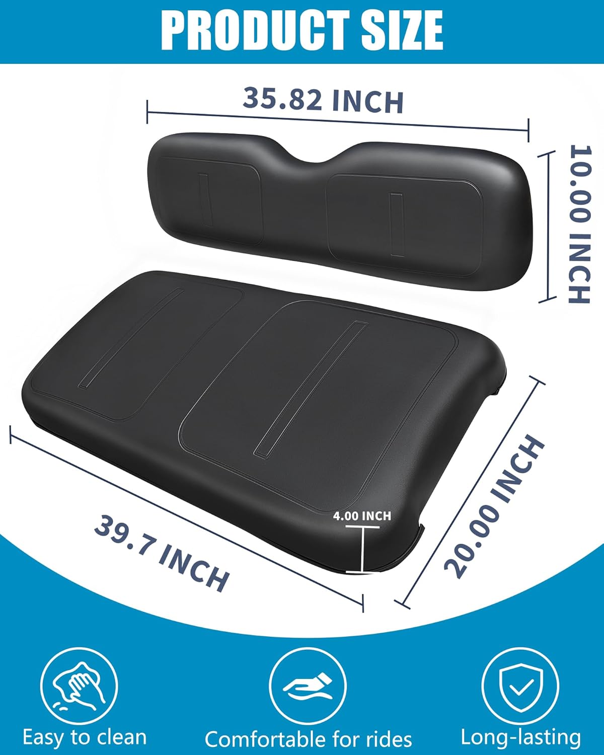 Golf Cart Front Seat Bottom and Back Rest Cushion Assembly Kit Replacement for EZGO TXT/Medalist 1994-2013