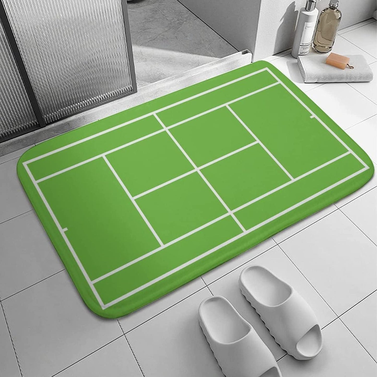 Tennis Court Bathroom Rugs Soft Bath Rugs Non Slip Washable Cover Floor Rug Absorbent Carpets Floor Mat Home Decor for Kitchen Bedroom Floor Mat 17x30 Inch