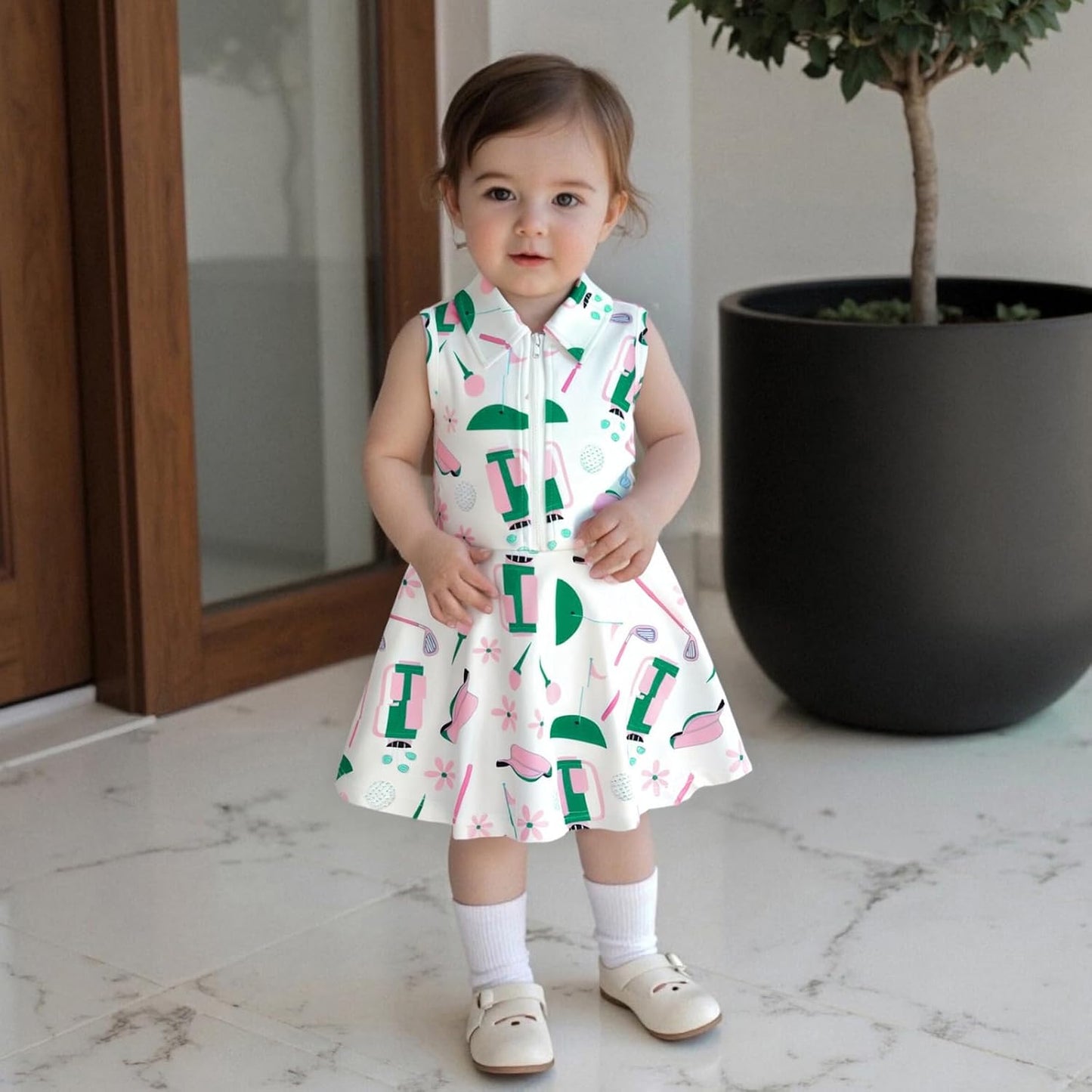 Little Girls Mardi Gras Outfit Toddler Sleeveless A Line Sun Dress Kids Zipper Party Dresses Spring Summer Clothes