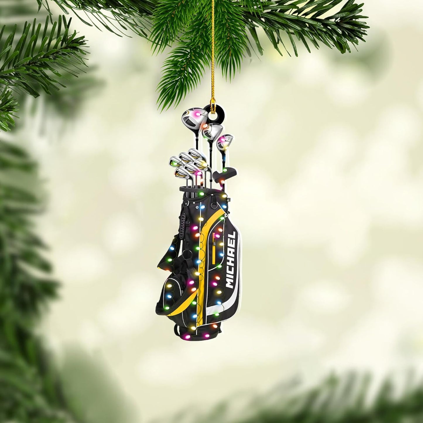 Personalized Golf Ornaments for Christmas Tree 2025 Custom Golf Christmas Ornament Golfing Bag Ornament Sports Golf Cart Ornaments Gift for Golfer Bag Golfing Lovers Hanging Decoration (G12)