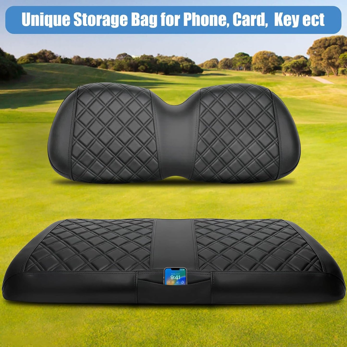 Club Car Precedent Seat Covers, Golf Cart Seat Covers for Club Car Precedent OEM Ordinary Seat, Front Seat Cover with Concave and Convex Design, Thick Vinyl Leather Comfortable/Easy to Clean