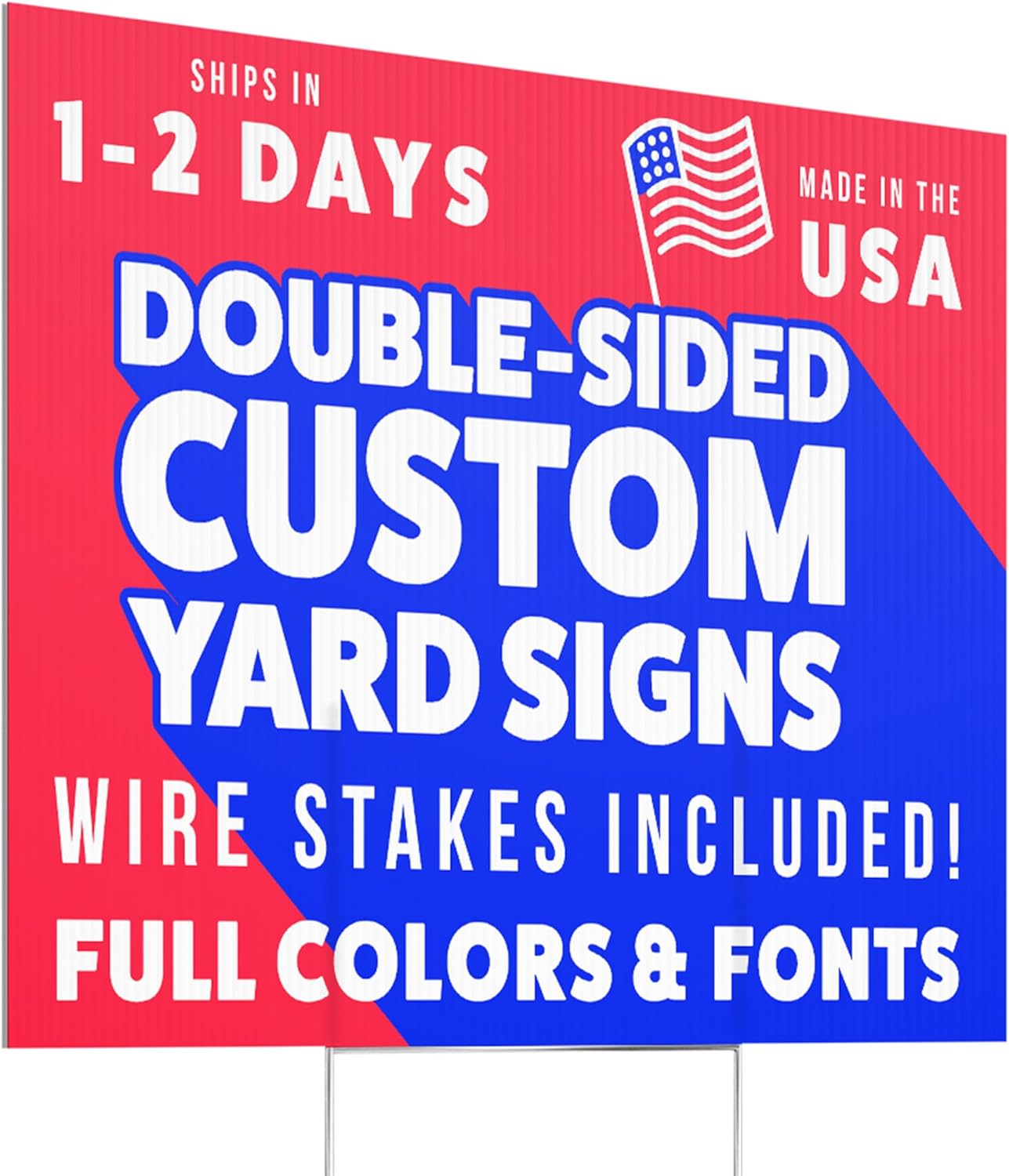100 pack 12x18" Double Sided Customizable Outdoor Yard Sign made from Corrugated Plastic with Metal "H" Stake, Easy to Design, Sign for Business, Garage or Yard Sale, Home, Office, (12" x 18" - Qty 100)