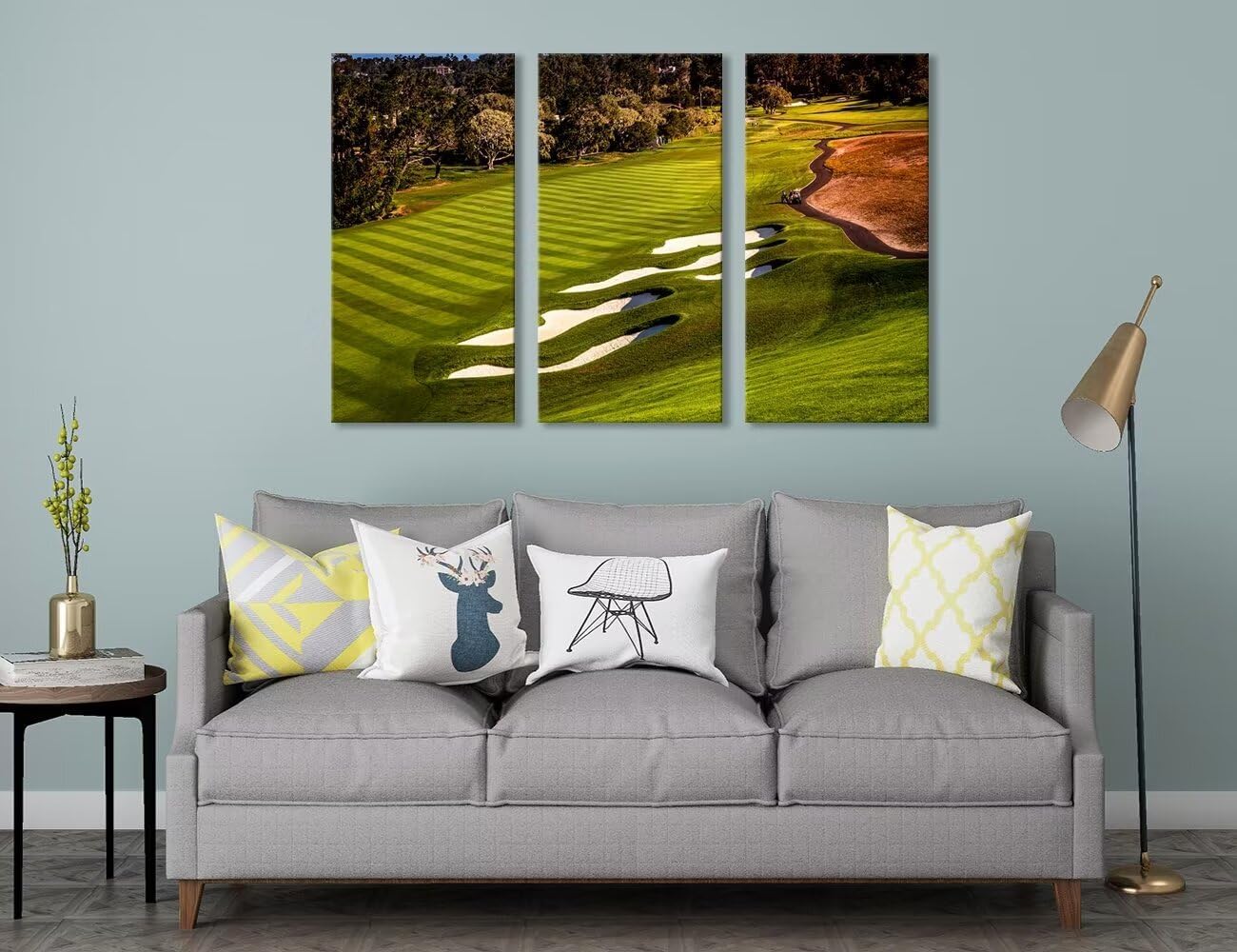 USA California Golf Course Canvas Wall Art for Living Room Bedroom Bathroom Home Decorations Golf Artwork Canvas Prints Modern Framed Artwork Ready to Hang(12''W x 24''H x3)