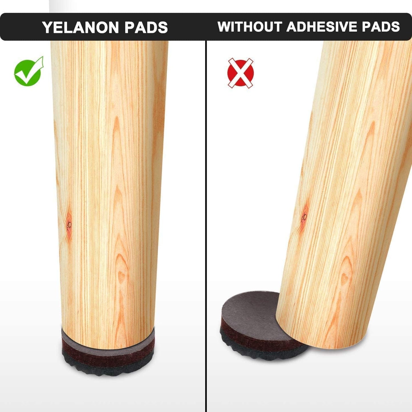 Yelanon Non Slip Furniture Pads -36 pcs 1’’ Furniture Grippers Non Skid for Furniture Legs,Self Adhesive Rubber Feet Furniture Feet, Anti Slide Hardwood Floor Protector for Keep Furniture Stoppers