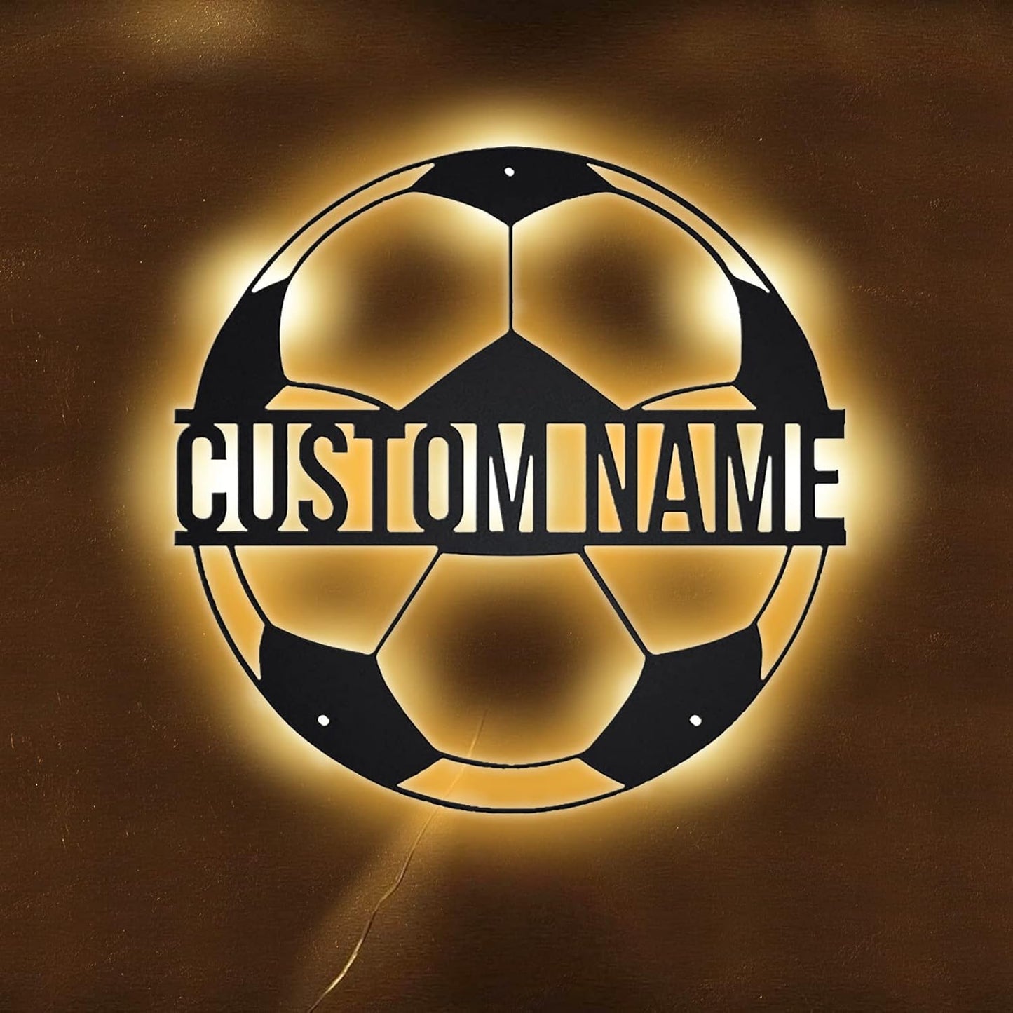 Personalized Name 7 Colors Football lamp Custom Wall Art Night Light LED Name Sign Gift for Boys Men Girls (Soccer)