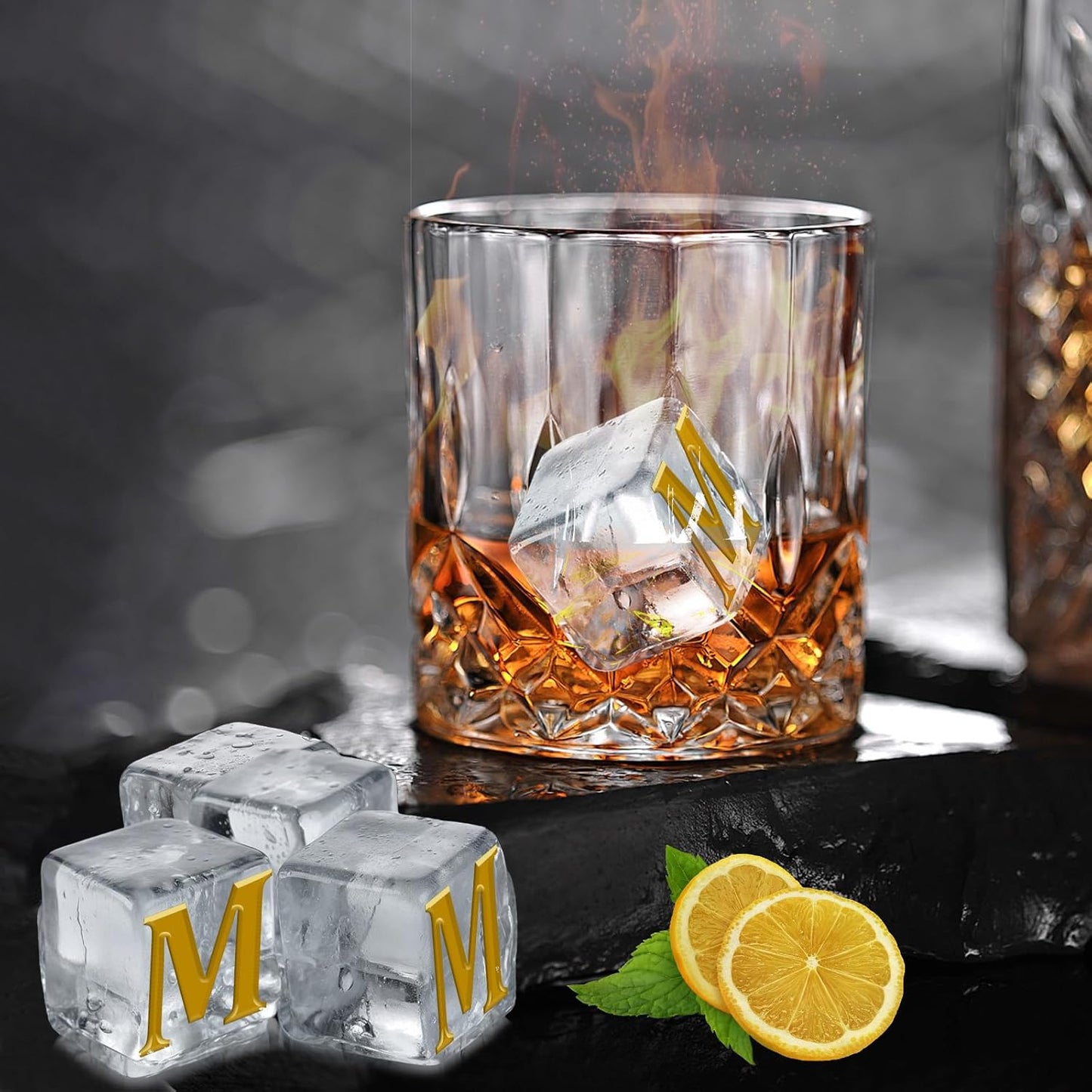 6 Pcs 2" Letter Silicone Personalized Ice Cube Mold,Personalized Ice Mold with 2mm Depth,Create Unique Whiskey Ice Cubes in Style with our Customizable Ice Mold (Letter S)