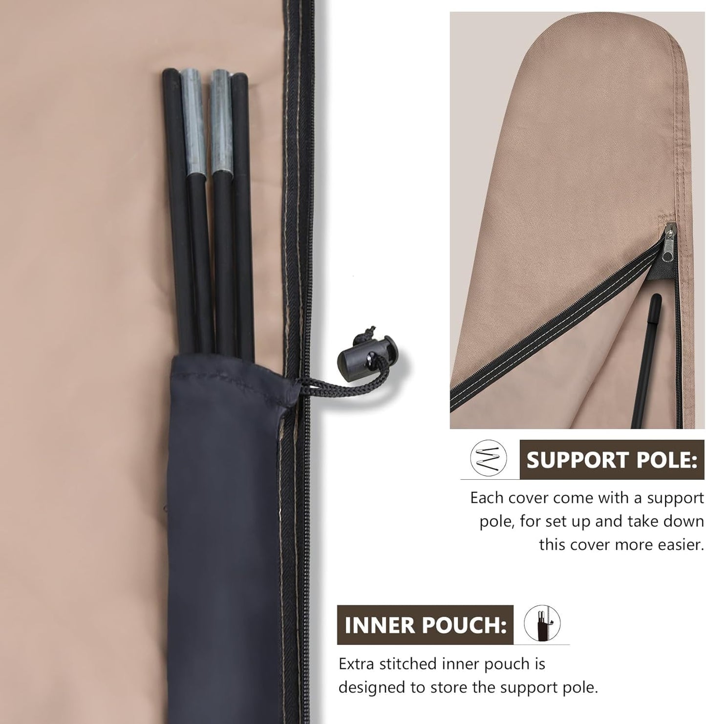 ULTCOVER Patio Parasol 600D Waterproof Outdoor Market Umbrella Cover - Fits Market Umbrella 7-10 Feet