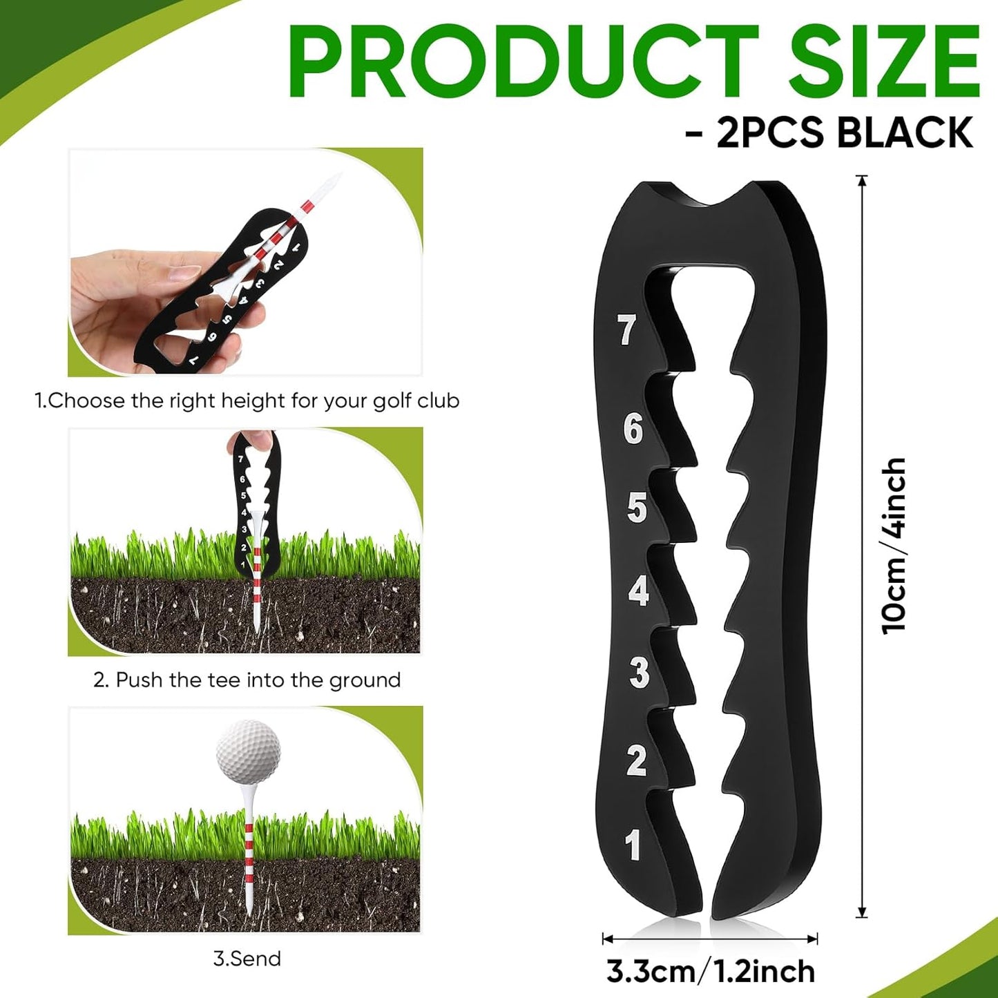 2 Pcs Golf Tee Height Adjuster Acrylic 7 Settings Adjustments Tee Height Positioner Golf Accessories Training Aid Setter for Consistent Swings for Indoor Outdoors