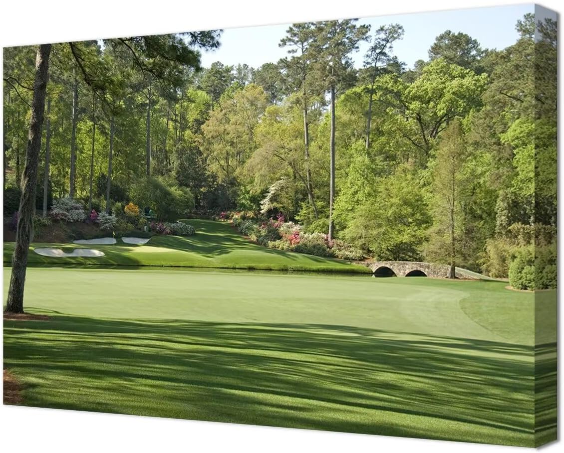 Augusta National Golf Course Wall Art for Living Room Bedroom Bathroom Home Decorations - Augusta Golf Course Picture Poster Framed Artwork Canvas Prints Ready to Hang(18''H x 24''W)