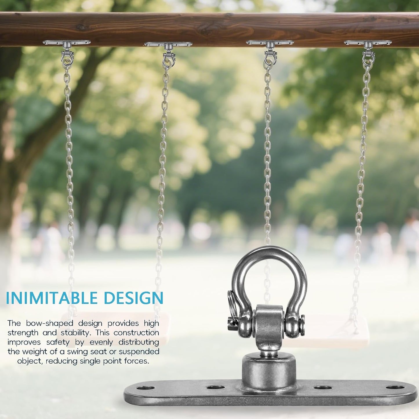 2 of Heavy Duty Stainless Swing Hanger with Smooth Swing Bearings 180°+360°, 1500 lb Capacity for Indoor Outdoor Playground Yoga Hammock Chair Sandbag Porch Swing Bag