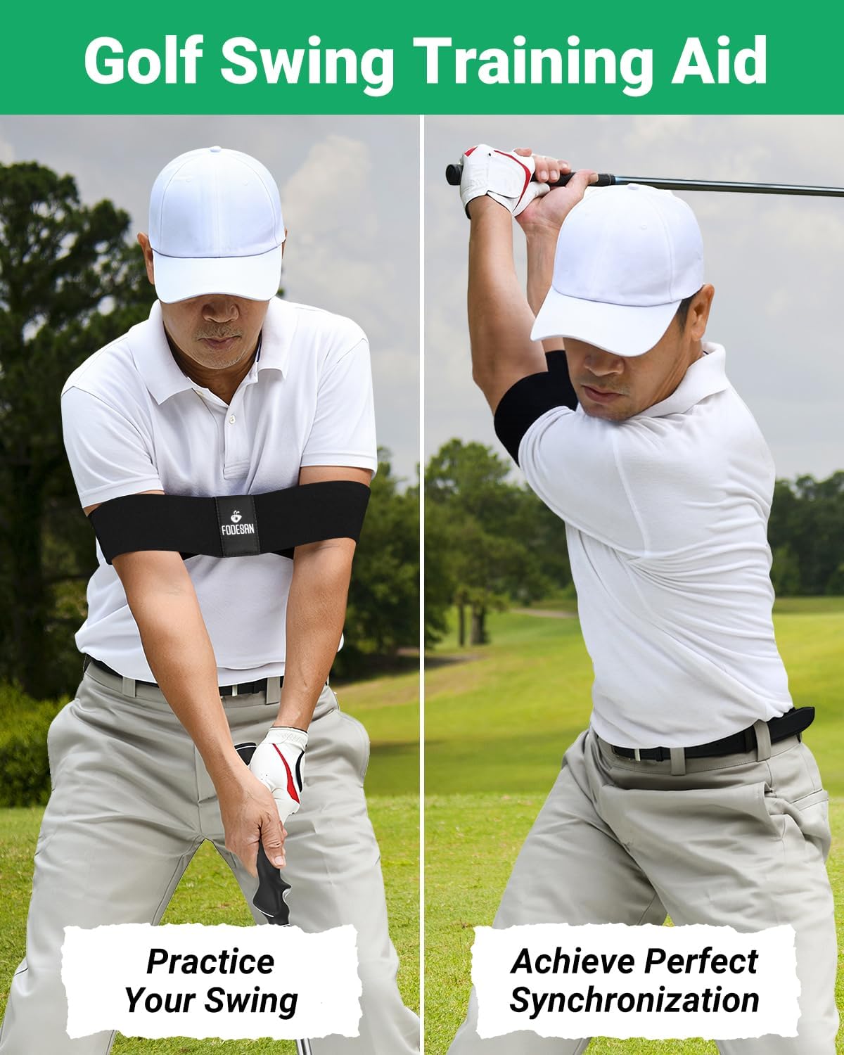 Golf Swing Training Aid – Swing Correcting Arm Band – Swing Trainer for Muscle Memory & Connection – Golf Trainer for Right & Left-Handed Players