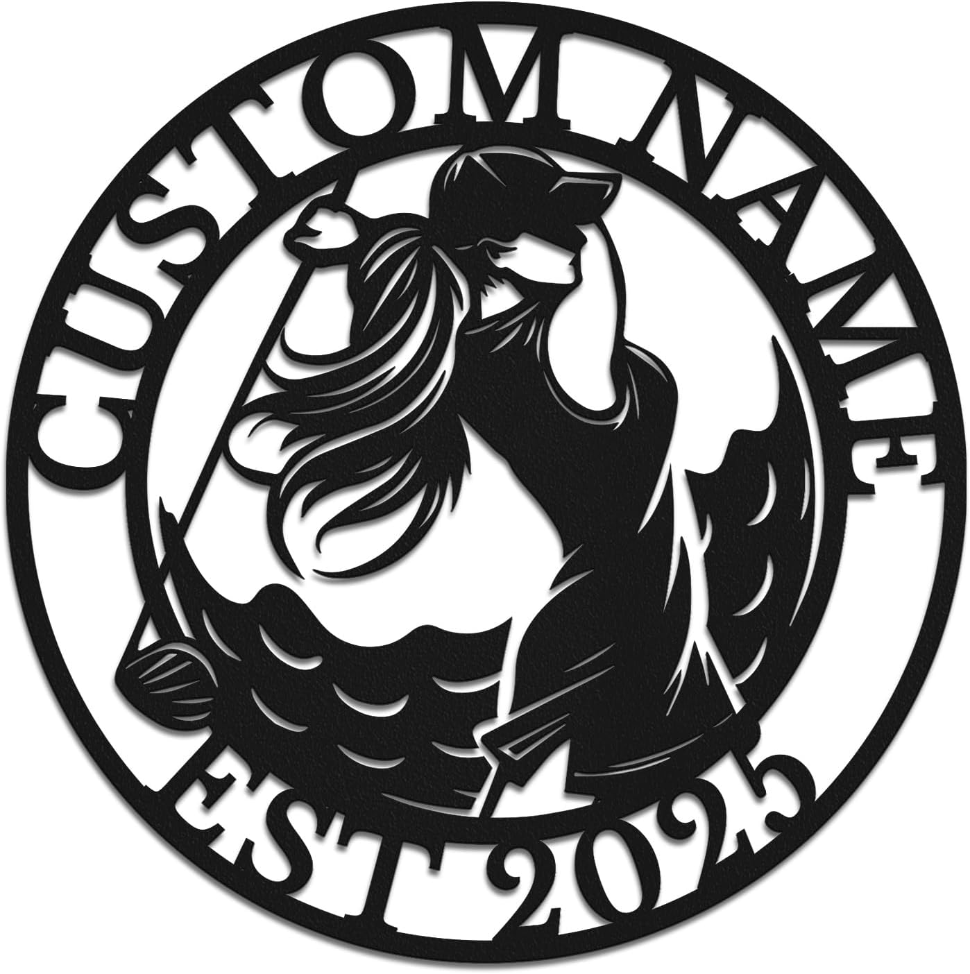 Personalized Custom Crossed Golf Metal Wall Art,Personalized Golfer Name Sign Decoration For Room,Hole Golf Club Decoration (Style-5)