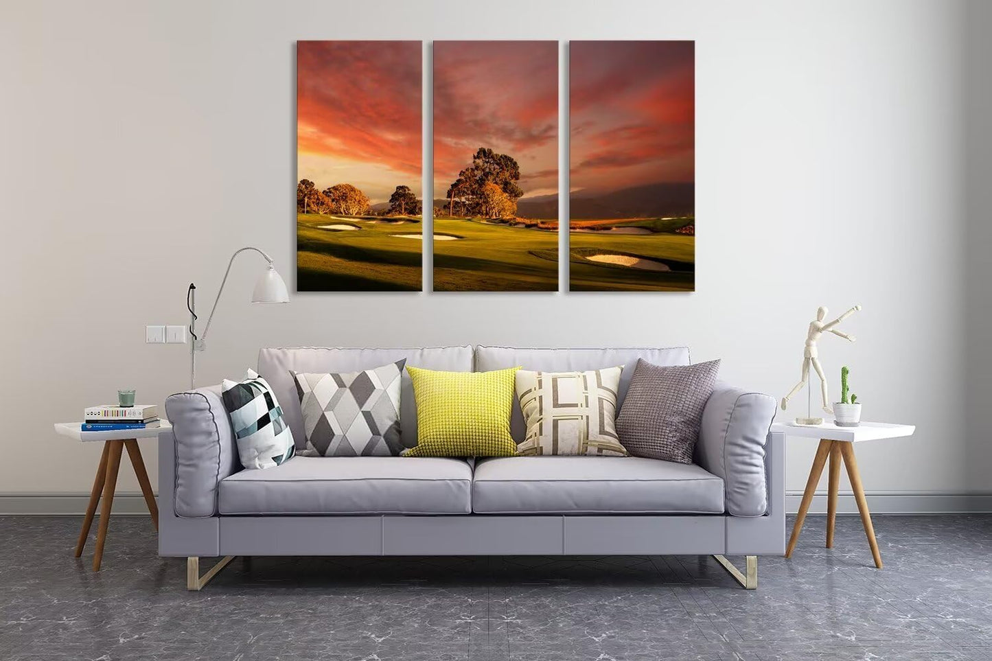 USA Coastline Golf Course Wall Art for Living Room Bedroom Bathroom Home Decorations Golf Course Pictures Posters Framed Artwork Canvas Prints Ready to Hang(20''W x 40''H x3)