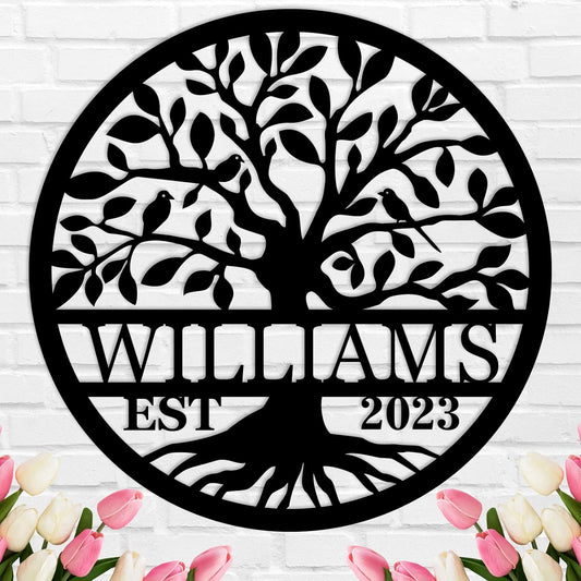 Personalized Tree of Life Metal Sign, Personalized Last Name Signs, Wedding Anniversary Sign Gifts,Custom Name Signs, Tree of Life Wall Decor, Family Wall Décor