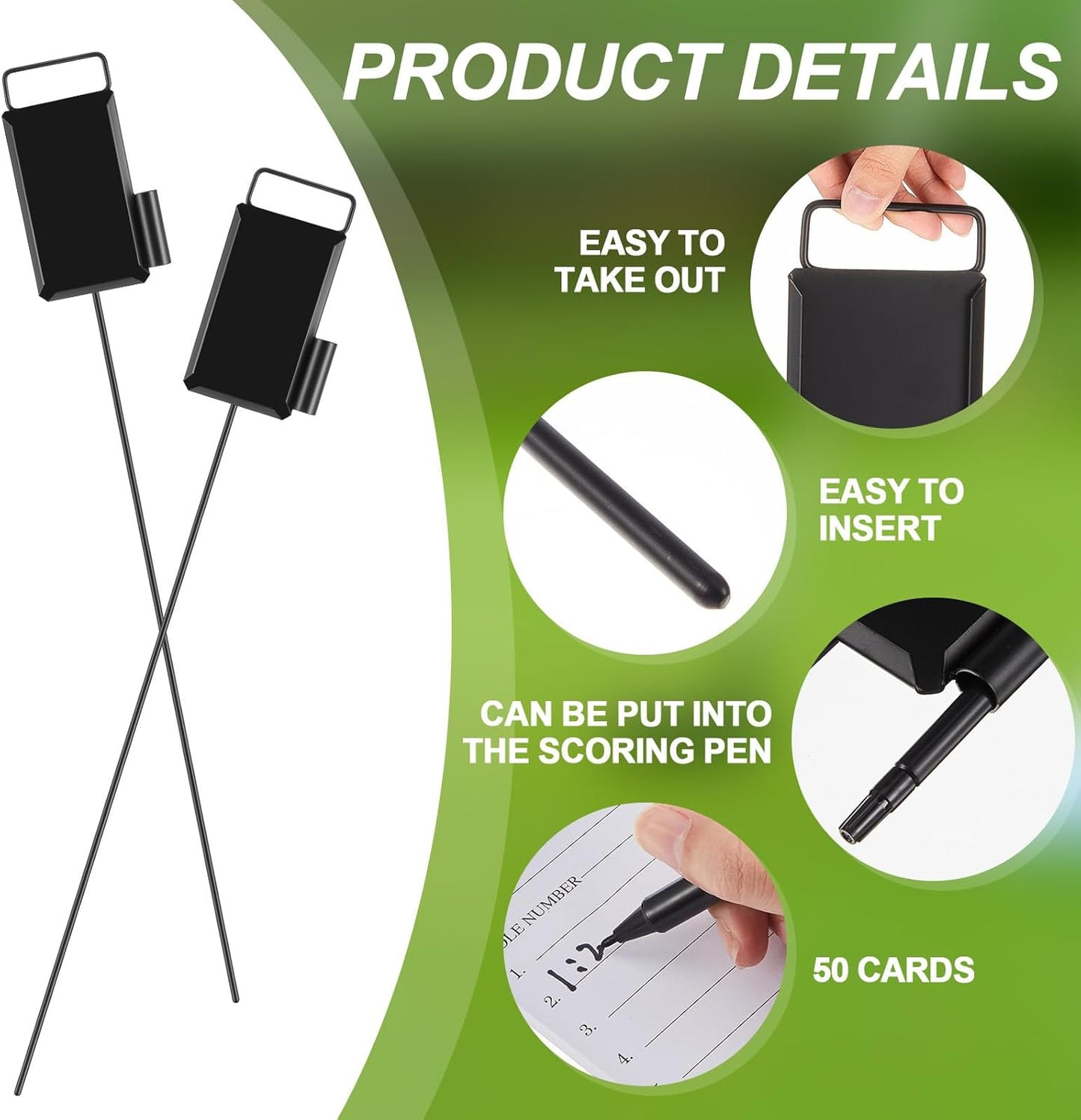 Shappy Golf Metal Proximity Marker with Black Markers and 1 Pcs (50 Sheets) Cards for Golf Marking