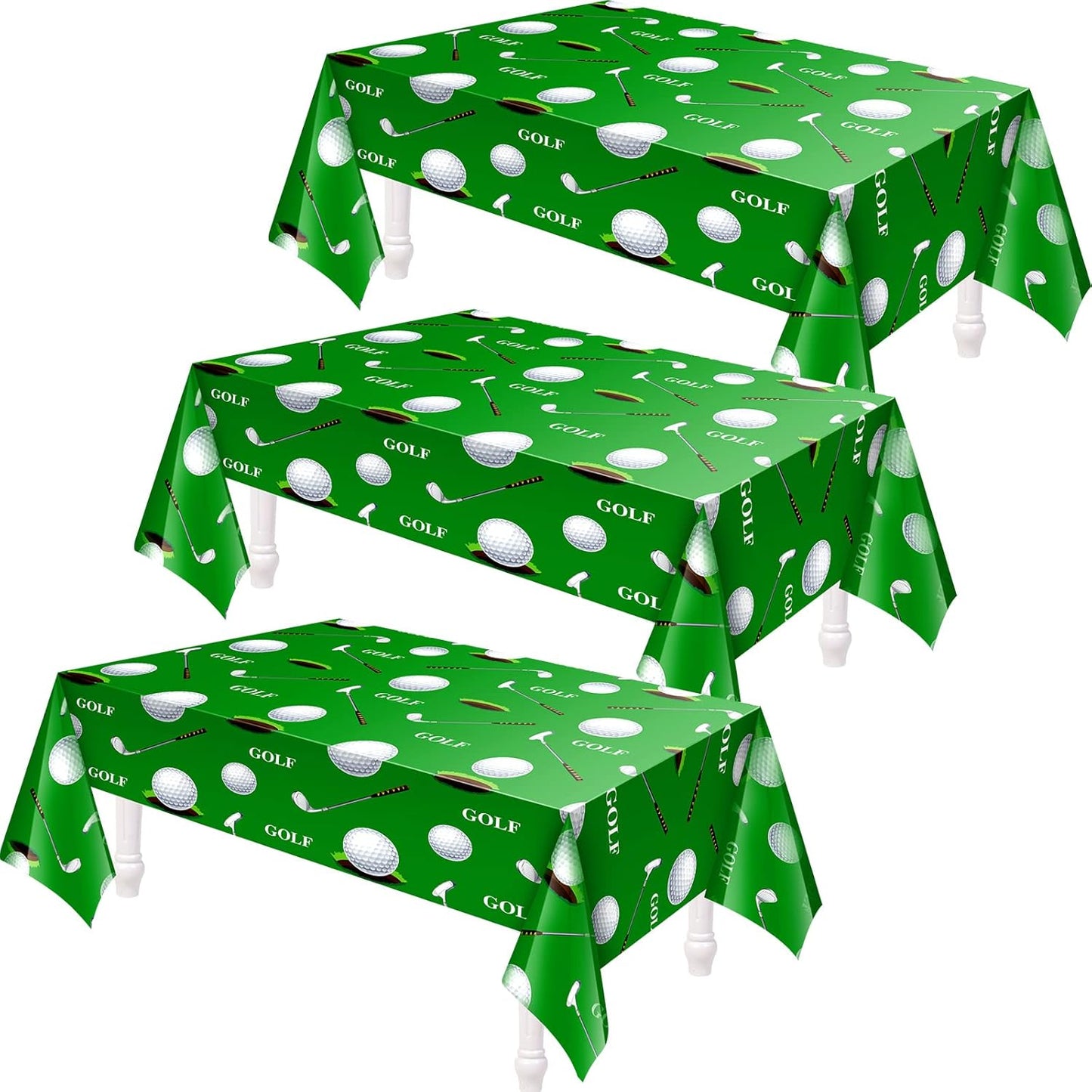 Patelai Golf Tablecloth Golf Party Decorations Sport Themed Party Supplies Rectangle Plastic Disposable Table Cover Ball Decorations for Birthday Picnic Sport Events, 86 x 51 Inch(3 Piece)
