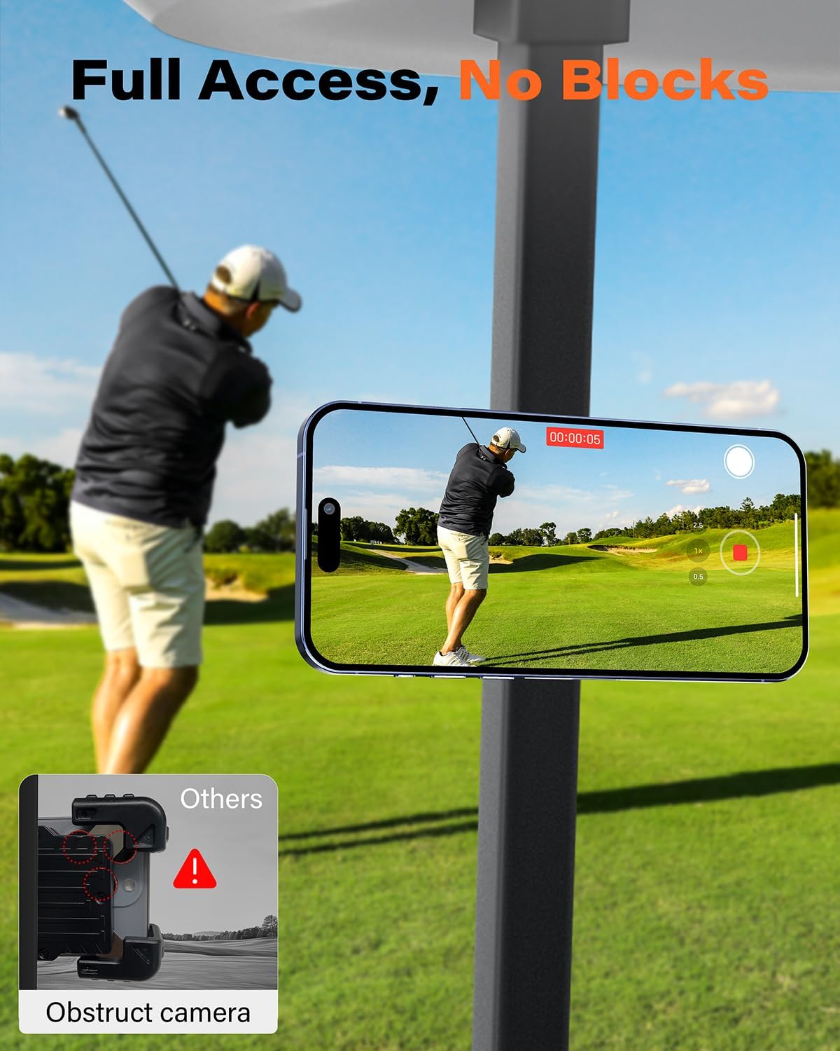 A2C Alloy Magnetic Golf Cart Phone Holder Compatible With MagSafe iPhone 17 Pro Max Air 16 Plus 15 14 13 12 Mini Fits EZGO, Club Car, Yamaha, Golf Cart Accessories Essentials Gift for Friend Men Women
