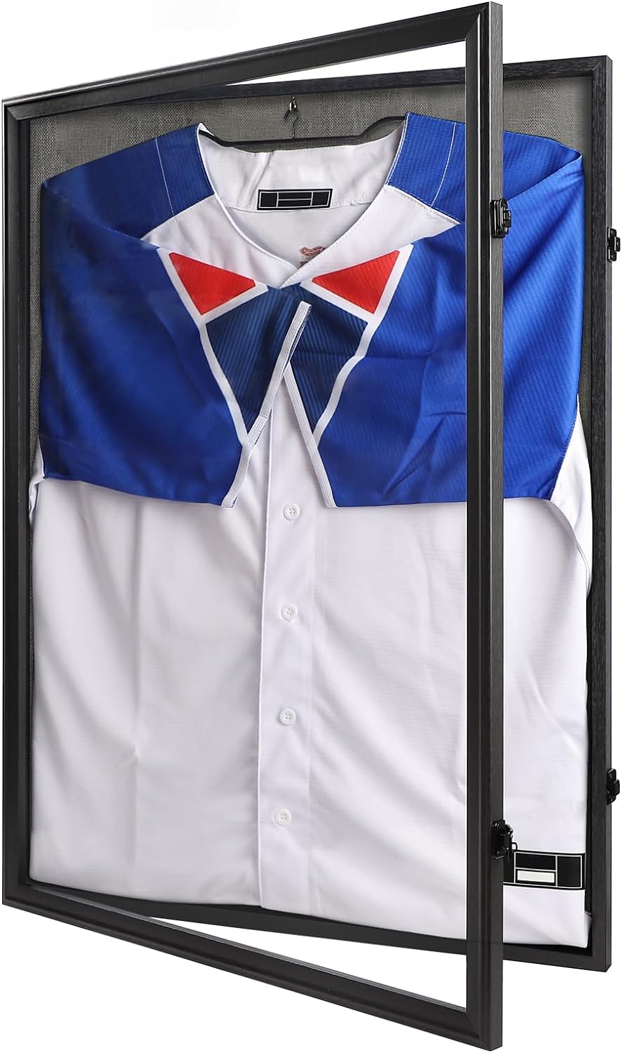 IHEIPYE Jersey Frame Display Case Black Lock,Large Shadow Box Lockable with 98% UV Protection Acrylic Linen Lining and Hangers for Baseball Basketball Football Soccer Hockey 2XL Sport Jersey Shirt