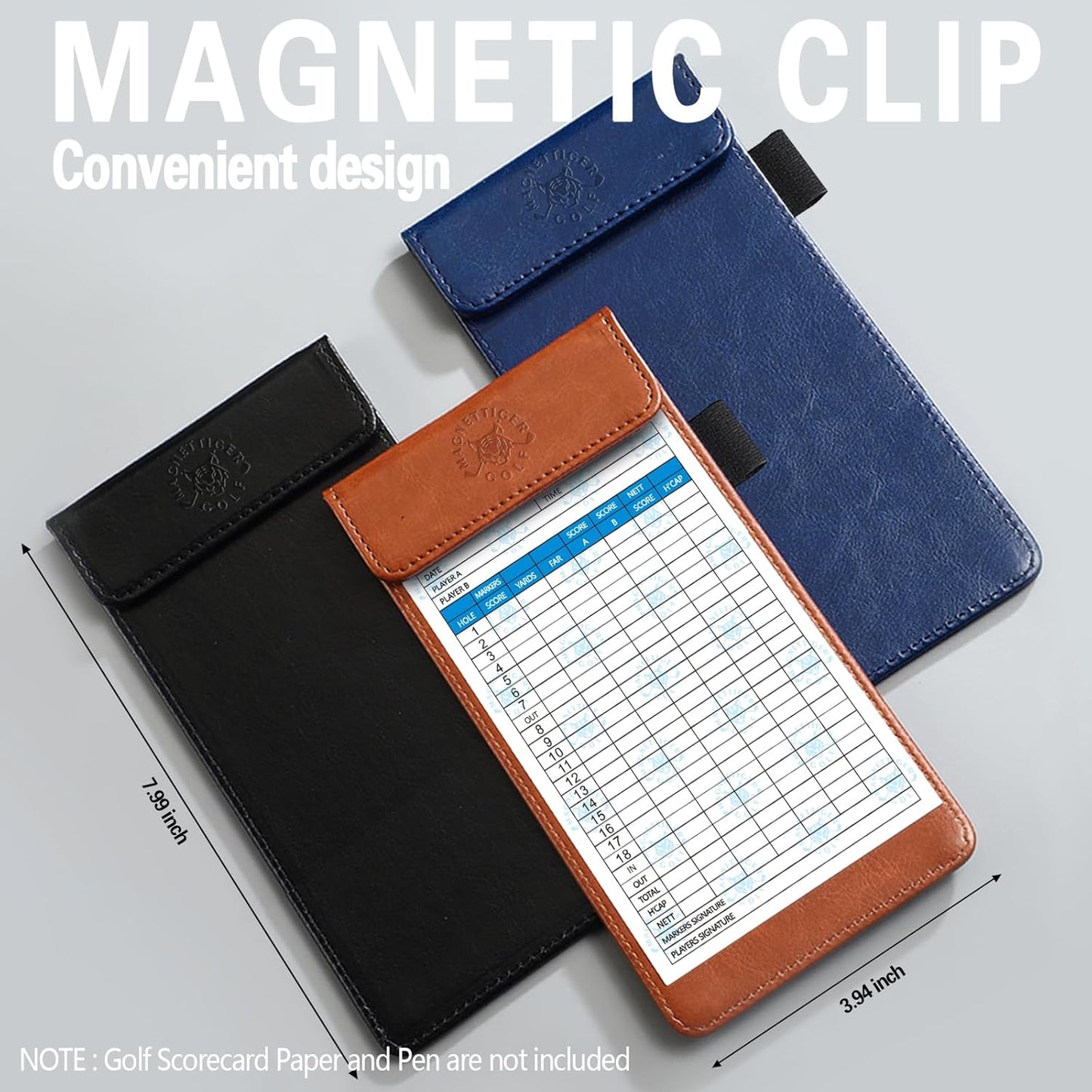 Golf Scorecard Holder & Magnetic Yardage Book Cover,Golf Accessories for Men,Magnet Book Case for Back Pocket 3.94 * 7.87inch