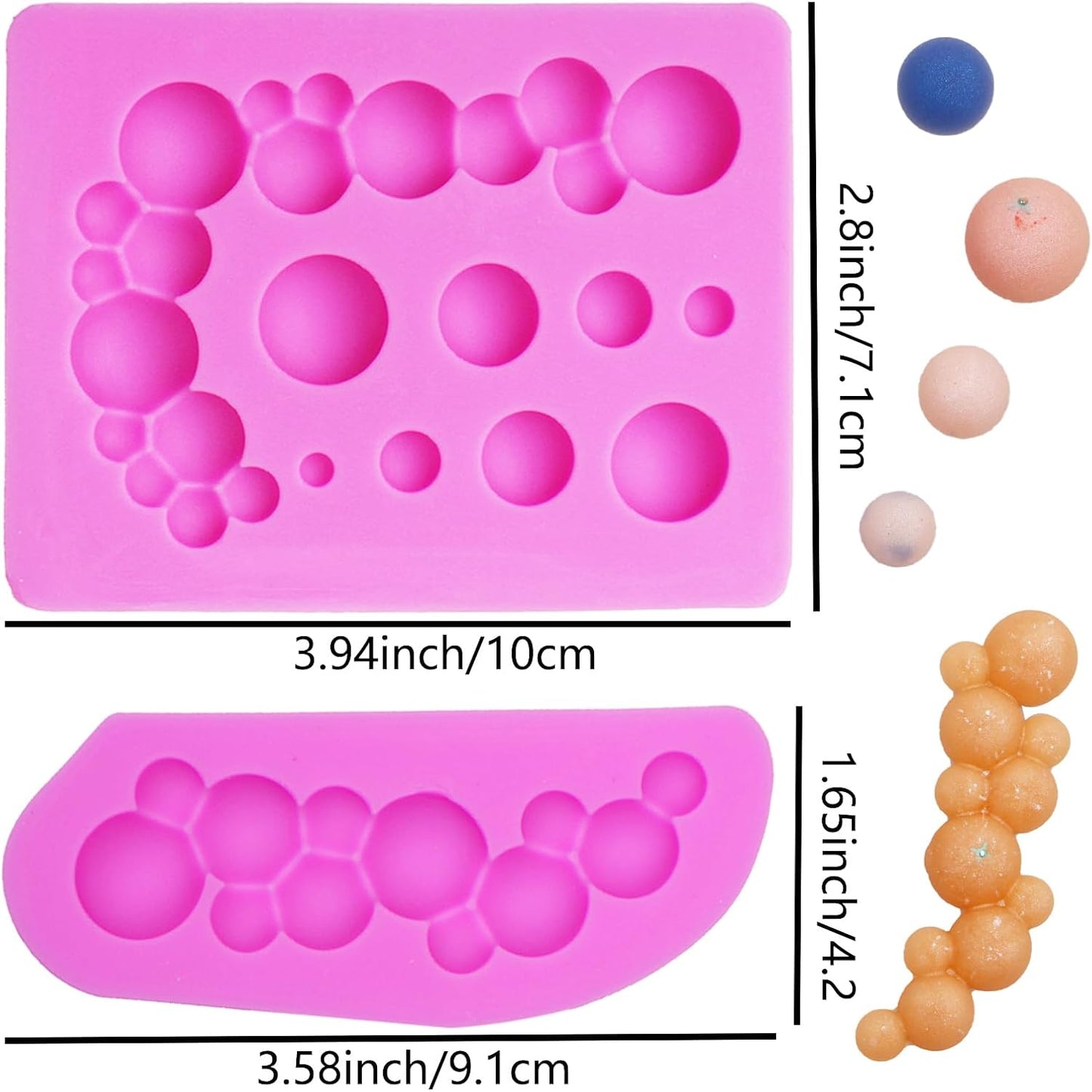 3D Pearl Chocolate Molds, Bubbles Ball Pearl Border Silicone Molds, Semi Sphere Cake Decorating Baking Molds for Birthday Cupcake Topper Candy Gum Cookie Dessert Clay Resin DIY Craft Set of 2