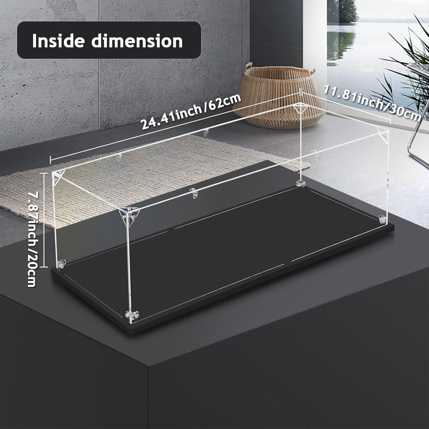 3MM Acrylic Display Case Dustproof Clear Display Box for 1:8 Scale Lego 42143 /42115/ 42056/42171/42096 Thickened Acrylic Box Showcase(24.41x11.81x7.87inch, 1:8)