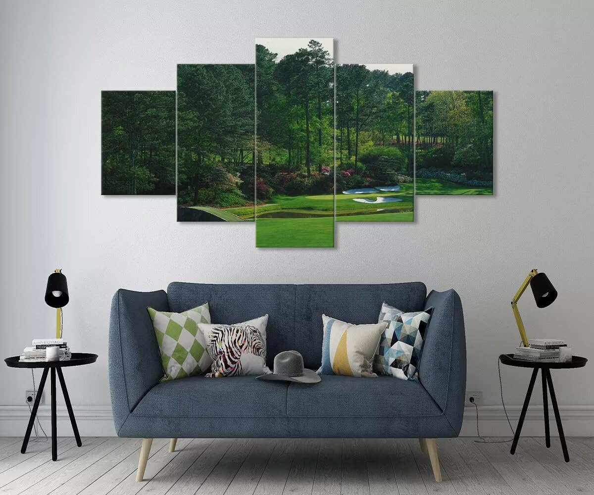 chenchenArt Augusta National Golf Course Wall Art for Living Room Bedroom Bathroom Home Decorations Augusta Golf Course Pictures Canvas Prints Framed Ready to Hang(60''W x 32''H)
